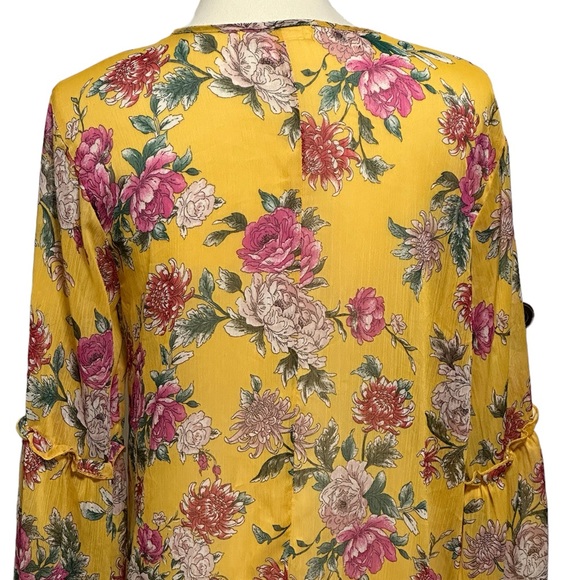 Band of Gypsies Sheer Floral Maxi Split Hem Swim Coverup Kimono Bell Sleeve S - Picture 5 of 9